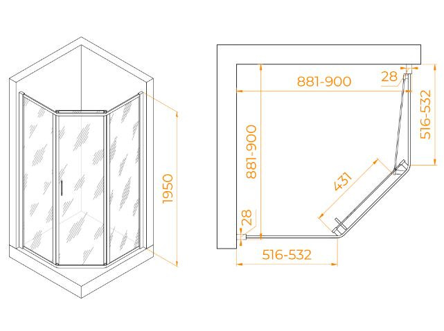Душевой уголок RGW PA-86B 90*90 38088699-14 прозрачное