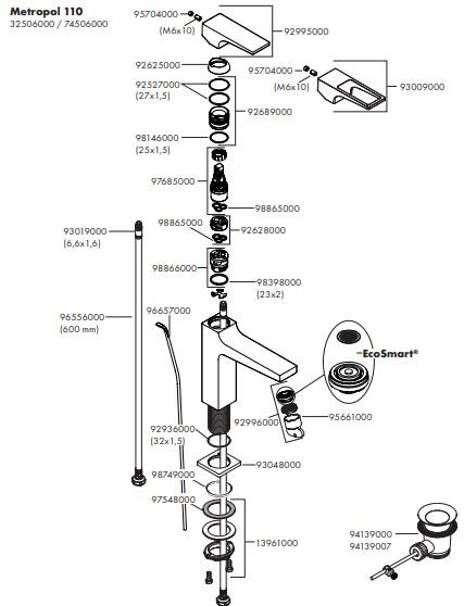 Смеситель Hansgrohe Metropol 32506000 для раковины