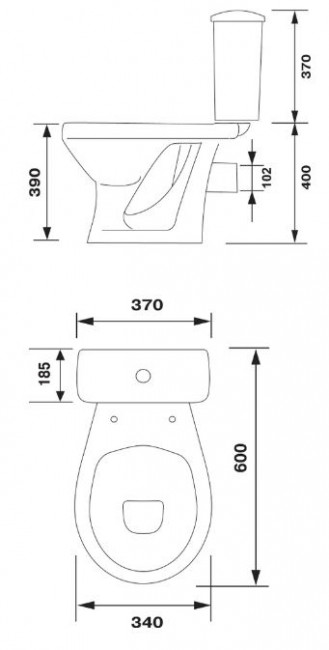 Унитаз-компакт Оскольская Керамика Суперкомпакт Стандарт 44901130522 горизонтальный выпуск