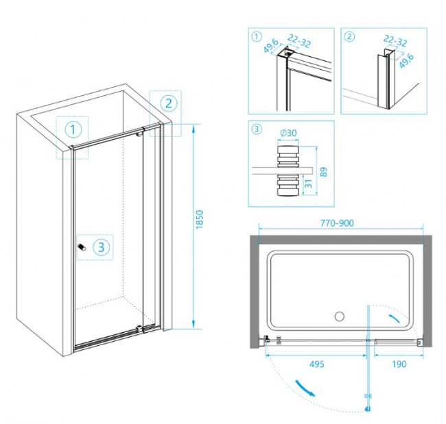Душевая дверь RGW PA-02B NEW 77-90 41080208-14 прозрачное