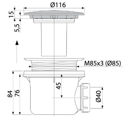 Сифон для поддона AlcaPlast A49ANTIC