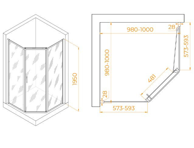 Душевой уголок RGW PA-86B 100*100 38088600-14 прозрачное