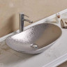 Раковина CeramaLux 7811АSS 61,5*36 накладная серебро