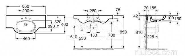 Раковина Roca Meridian 85 32724D000
