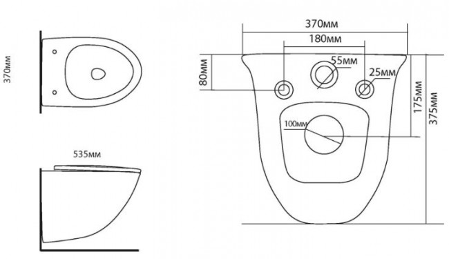 Унитаз подвесной Black&White Universe W-751 безободковый с сиденьем микролифт