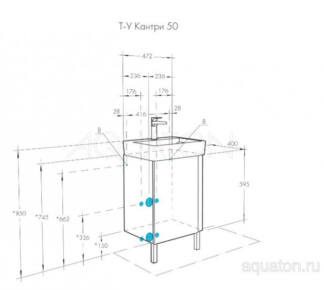 Комплект тумба Акватон Кантри 50 с раковиной Нео 50 1A2578K0AHB20