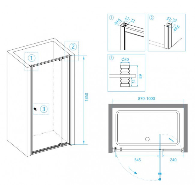Душевая дверь RGW PA-02B NEW 87-100 41080209-14 прозрачное