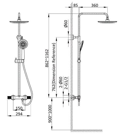 Душевая система Vincea Desire VVSFS-1D0TCH с термостатом хром