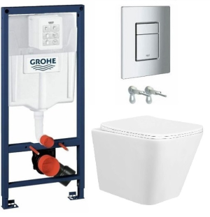 Комплект инсталляции Grohe с унитазом Hugo безободковый микролифт Комплект инсталляции Grohe с унитазом Hugo безободковый микролифт