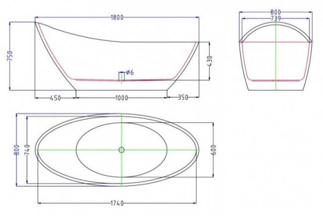 Ванна акриловая Esbano London (white) 180*80 ESVALONDW
