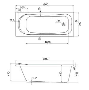 Ванна акриловая Santek Тенерифе 150*70 1WH302213