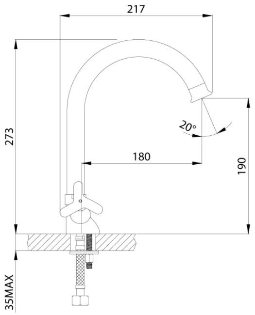 Смеситель Rossinka RS40-72 для кухни