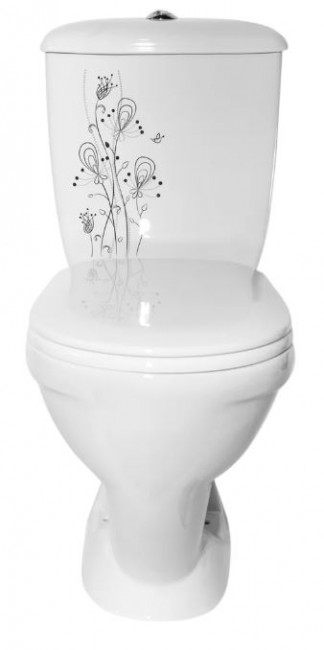 Унитаз-компакт Оскольская Керамика Радуга Стандарт 44901130232 декор цветы тарельчатый