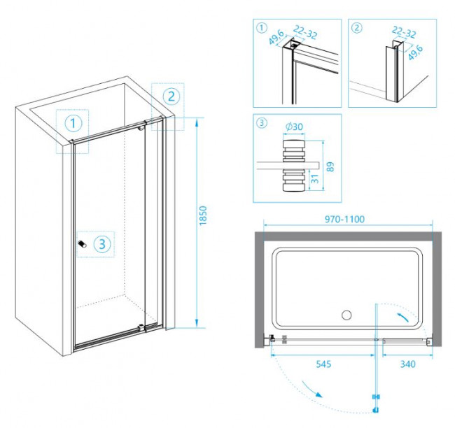 Душевая дверь RGW PA-02B NEW 97-110 41080200-14 прозрачное