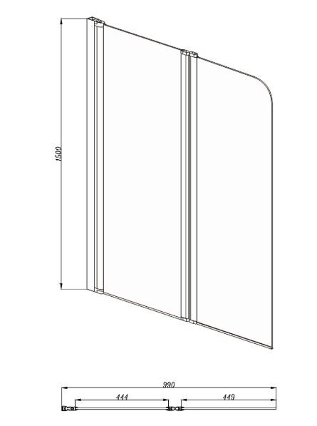 Шторка для ванны Aquatek Дельта 100 AQ DEL SBA 10015CH