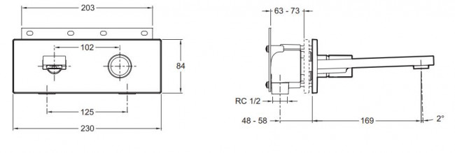 Смеситель Jacob Delafon Composed E73061-CP для раковины настенный
