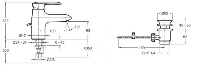 Смеситель Jacob Delafon Kumin E99980-CP для раковины
