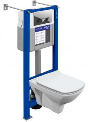 Комплект Cersanit Carina XL CO DPL EO Slim + Aqua Smart M40 + кнопка Movi хром глянец А63486