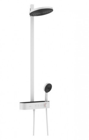 Душевая система Hansgrohe Pulsify S Showerpipe 260 2jet EcoSmart с ShowerTablet Select 400 24241700 с термостатом белый матовый