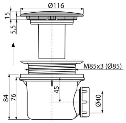 Сифон для поддона AlcaPlast A49K LUX