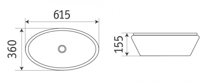 Раковина CeramaLux 7811АМВ 61,5*36 накладная черный матовый