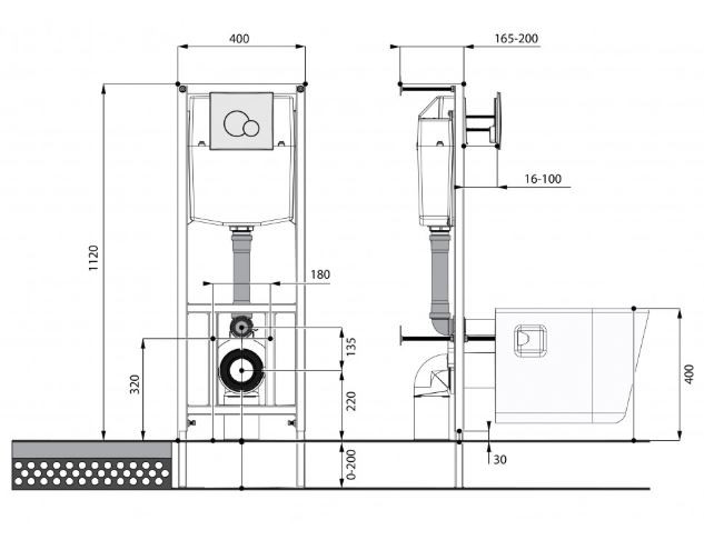 Комплект инсталляции с унитазом Santeri Альфа Комфорт 1.3816.4.S00.00B.2 белая кнопка микролифт
