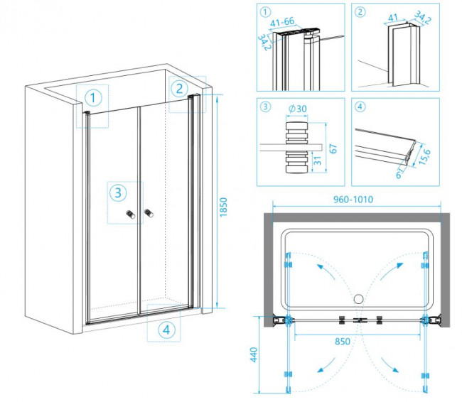 Душевая дверь RGW PA-04 100 04080400-11 прозрачное