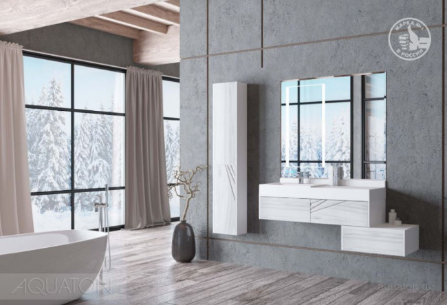 Шкафчик Акватон Сакура 1A220803SKW8L левый ольха наварра белый глянец