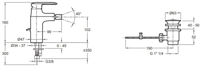 Смеситель Jacob Delafon Kumin E99456-CP для биде