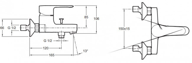 Смеситель Jacob Delafon July E16033-4-CP для ванны