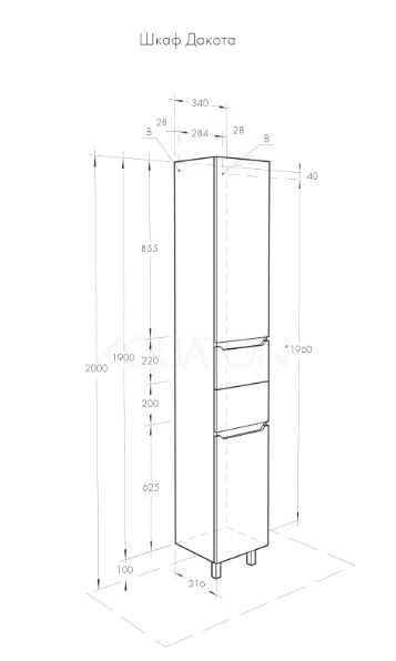 Шкаф-колонна Акватон Дакота 1A203203DAAY0 белый выбеленное дерево