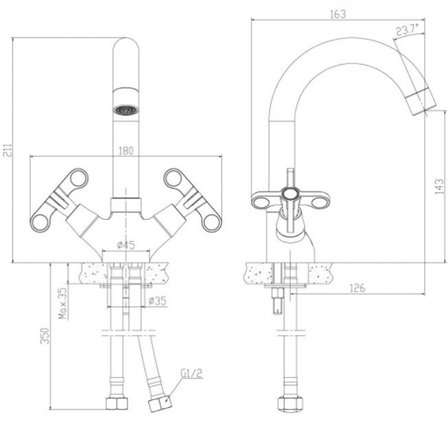 Смеситель Rossinka RS42-62 для раковины