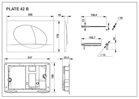 Клавиша смыва Roca Active 42B хром матовый 8901140B2