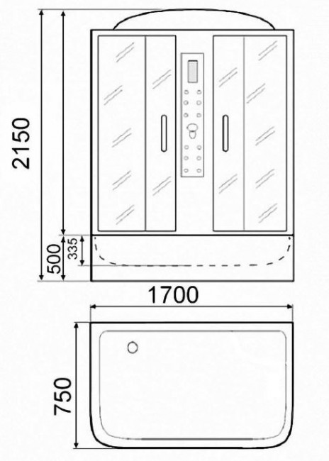 Душевая кабина Parly CNE170 170*75