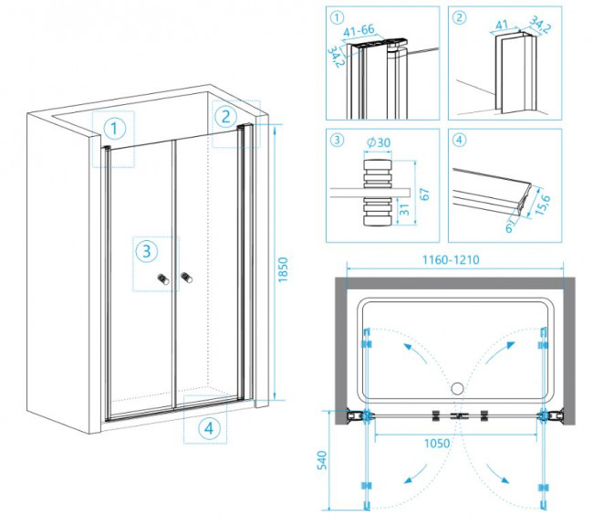 Душевая дверь RGW PA-04 120 04080420-11 прозрачное