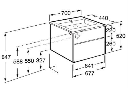 Тумба Roca Ronda 70 ZRU9303003 белый матовый/бетон без раковины