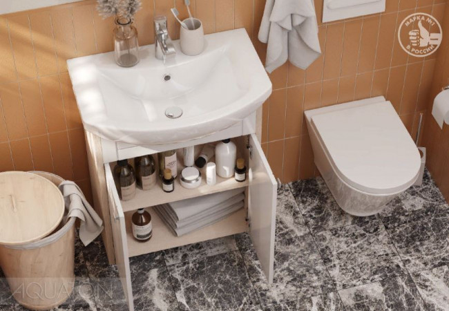 Тумба под раковину Акватон Альпина 65 дуб молочный 1A133401AL530