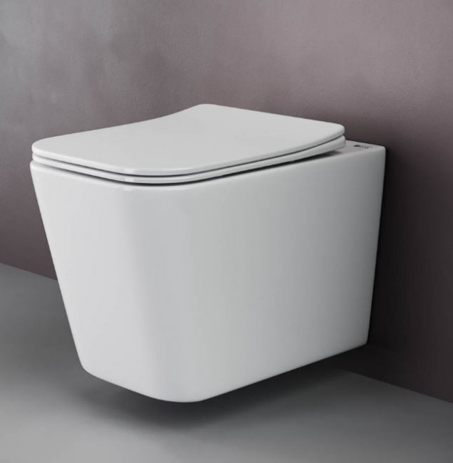 Унитаз подвесной Ceramica Nova Cubic Rimless CN1806 безободковый с микролифтом