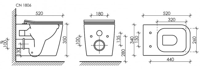 Унитаз подвесной Ceramica Nova Cubic Rimless CN1806 безободковый с микролифтом