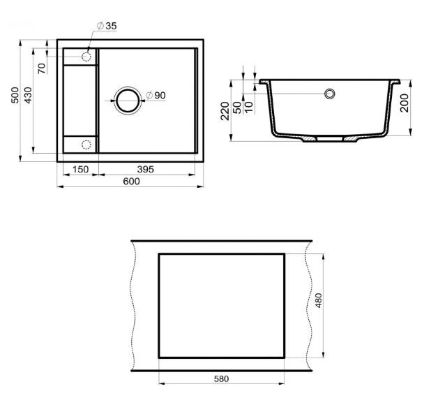 Мойка для кухни Point Римо 60 PN3010AL серый