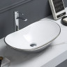 Раковина CeramaLux 7811ASW 61,5*36 накладная белый/серебро