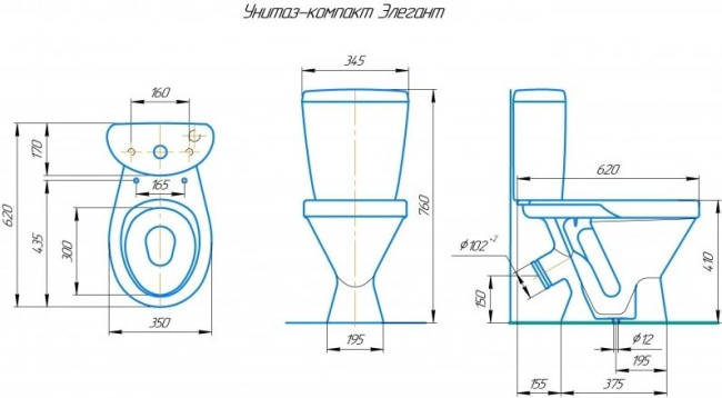 Унитаз-компакт Rosa Элегант синий кракелюр Вн УнС03