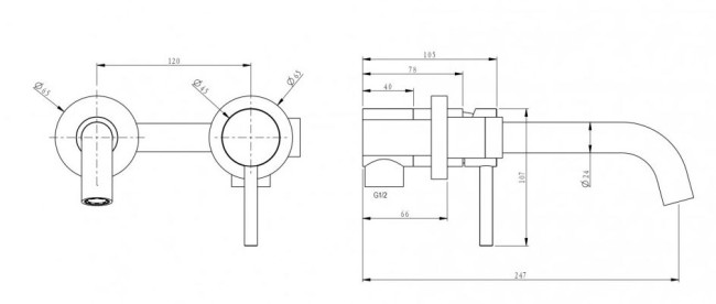 Смеситель Milacio Ultra MCU.552.MB для раковины встраиваемый черный матовый