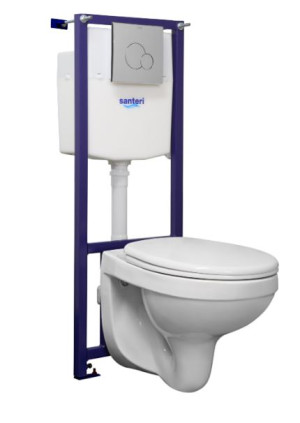 Комплект инсталляции с унитазом Santeri Альфа 1.3815.9.S00.00B.0 кнопка хром глянец