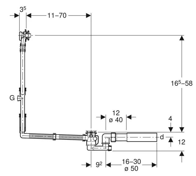 Слив-перелив Geberit 150.525.21.1 полуавтомат