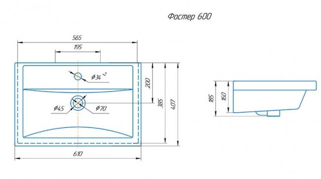 Тумба Emmy Вита 60 с раковиной Фостер vit60fstr2