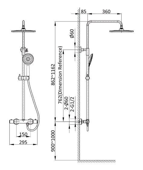 Душевая система Vincea Esse VSFS-1E0TCH с термостатом хром