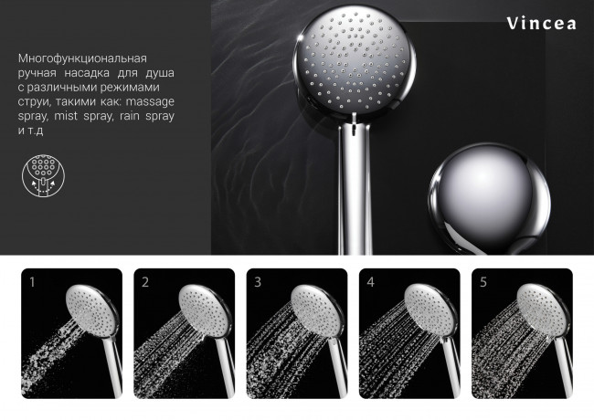 Душевая система Vincea Esse VSFS-1E0TCH с термостатом хром