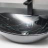 Раковина CeramaLux 7404BM 60,5*36 накладная черный мрамор