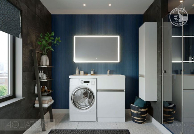 Комплект тумба Акватон Лондри 60 с раковиной Лондри 120 правая 1A2359K0LH010